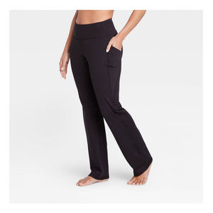 All In Motion Womens Pants Curvy High-Rise Straight Leg Black Size L-Long